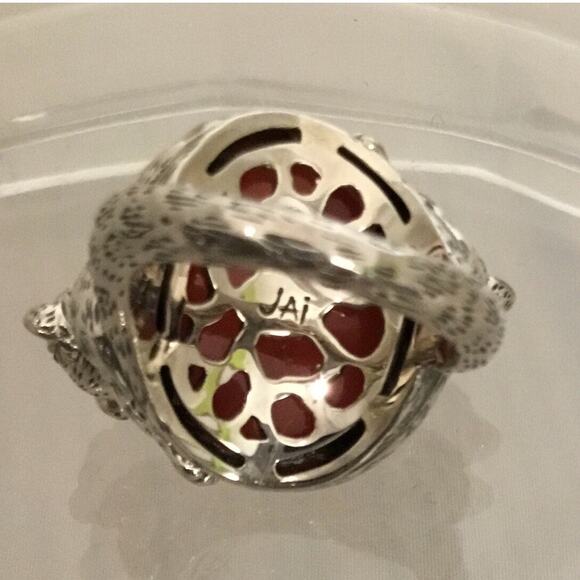 Vintage JOHN HARDY JAI 925/14k Carnelian/Citrine Double LEOPARD RING Sz 7.5 Rare - Picture 2 of 11